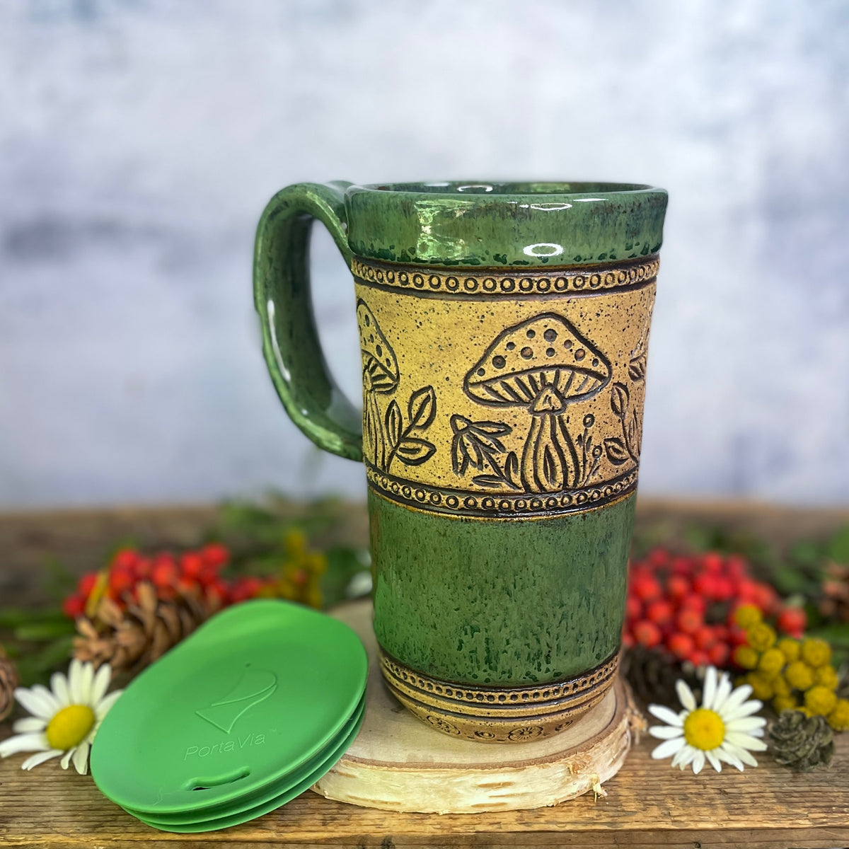 59. 18oz. Frog and Mushroom Travel Mug