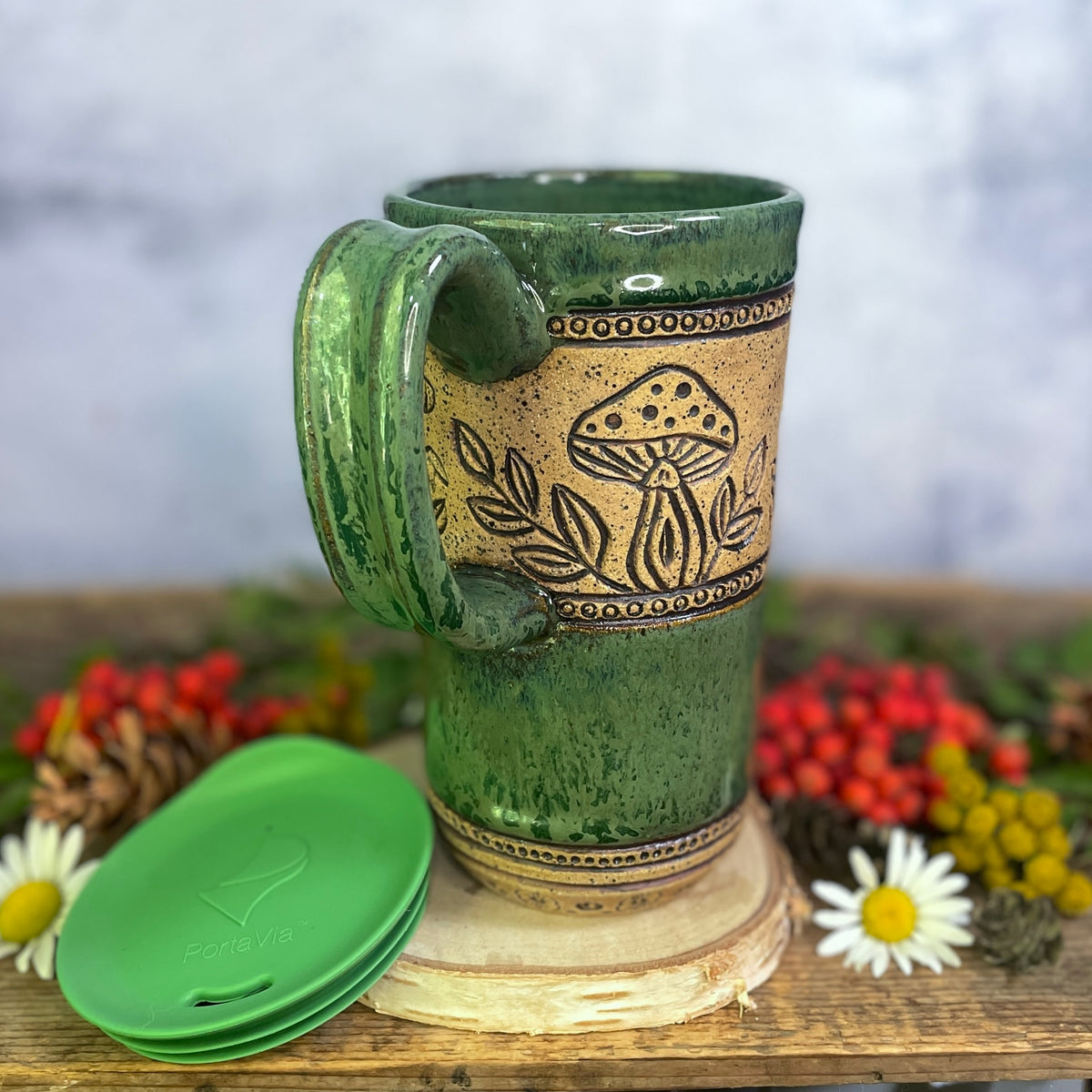 59. 18oz. Frog and Mushroom Travel Mug