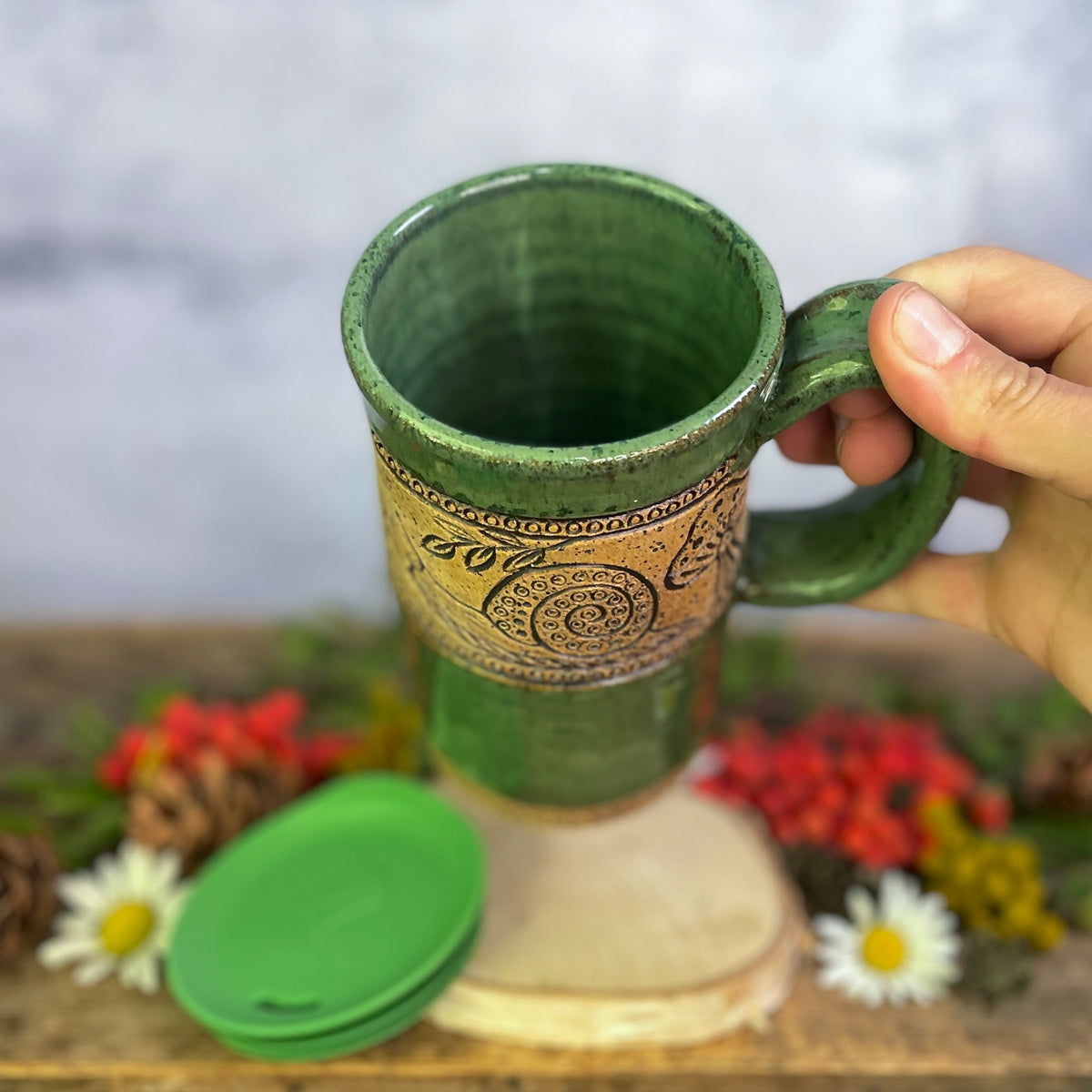 60. 18oz. Snail and Mushroom Travel Mug