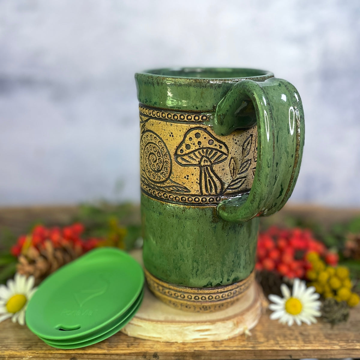 60. 18oz. Snail and Mushroom Travel Mug
