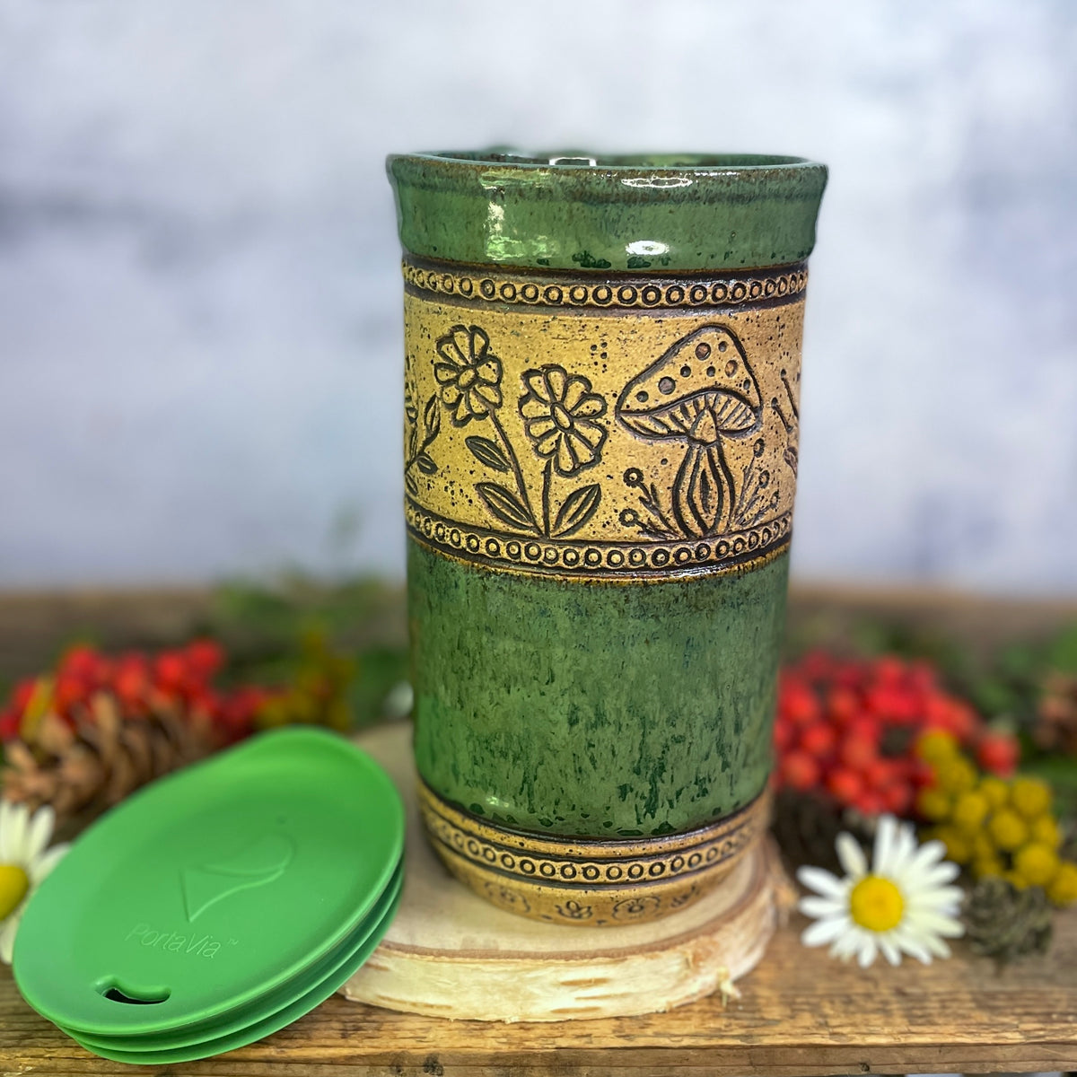 60. 18oz. Snail and Mushroom Travel Mug