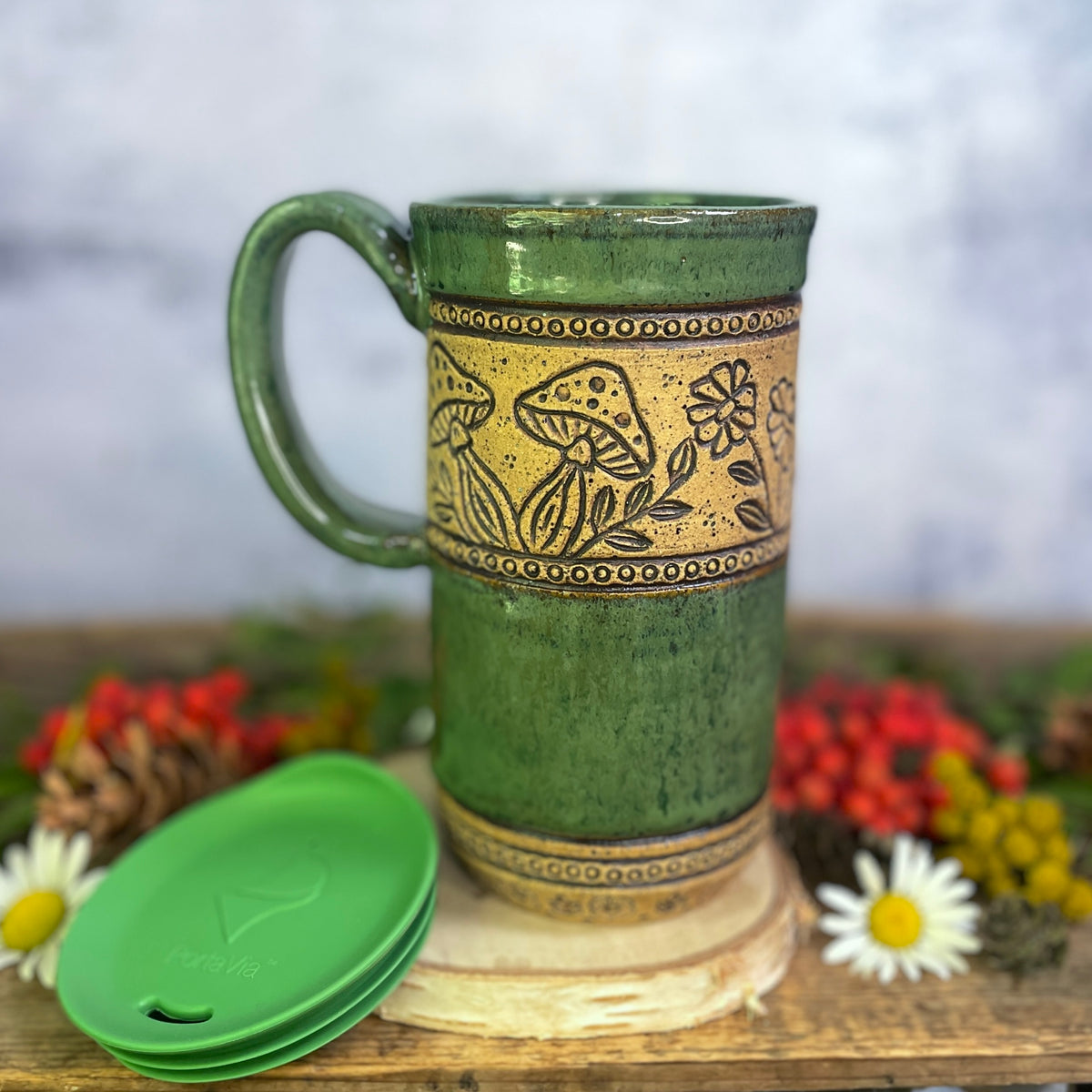 60. 18oz. Snail and Mushroom Travel Mug