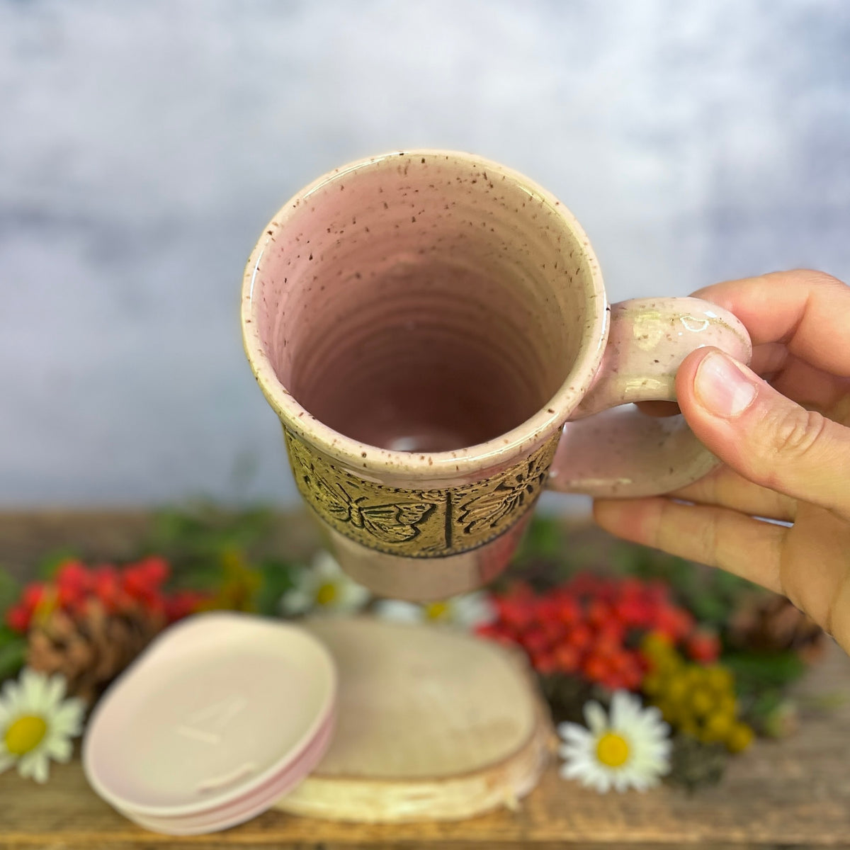 61. 18oz. Bee, Butterfly & Dragonfly Travel Mug